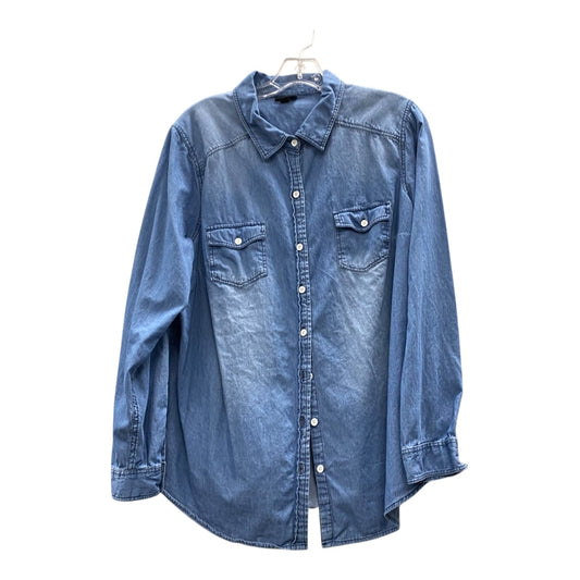 Blouse Ls By Torrid In Blue, Size:1X