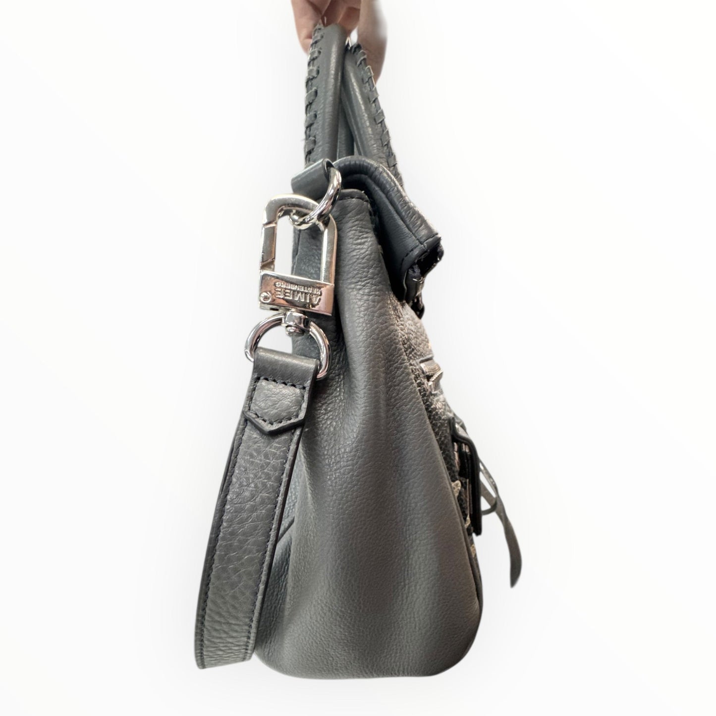 Handbag Leather By Aimee Kestenberg In Grey, Size:Medium