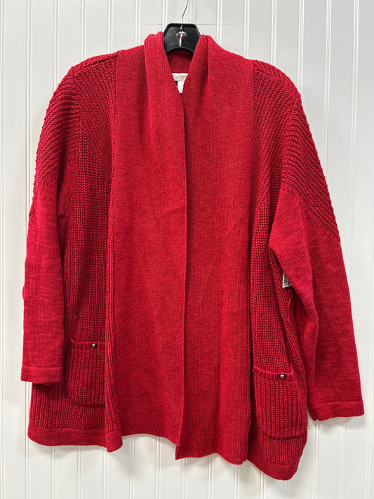 Sweater Cardigan By Cj Banks In Red, Size:1X