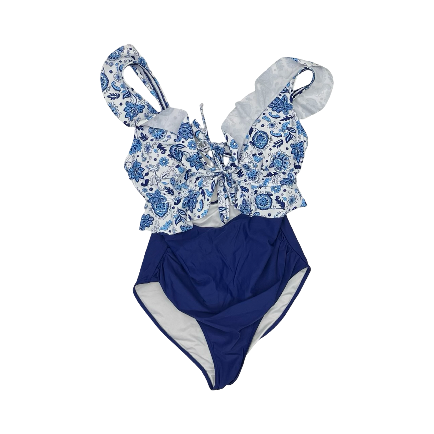 Swimsuit By Clothes Mentor In Blue & White, Size:M