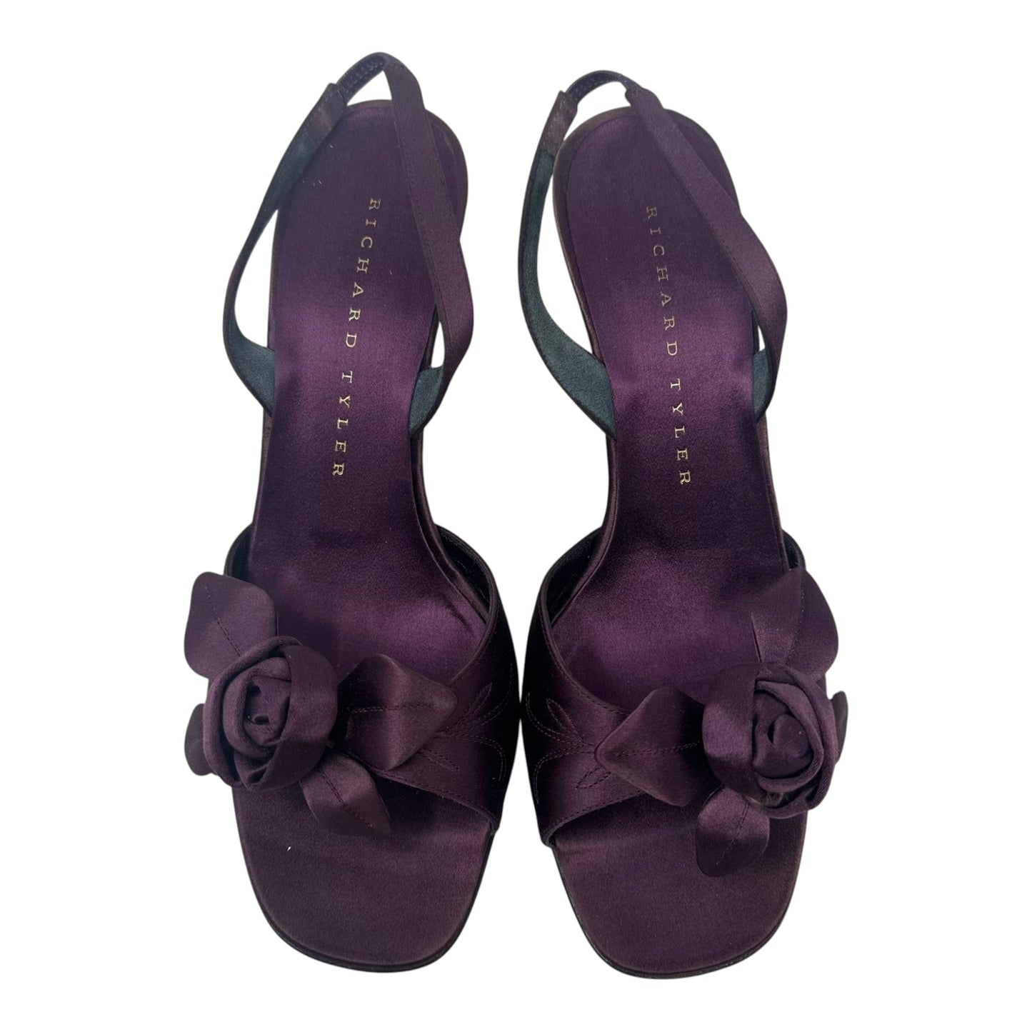 Satin Slingback Shoes Heels Stiletto By Richard Tyler In Purple, Size: 7
