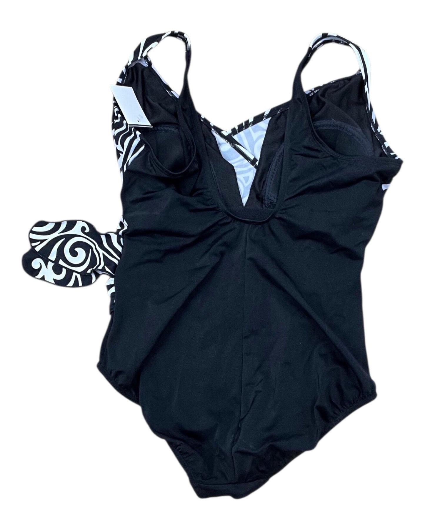 Swimsuit By Clothes Mentor In Black & White, Size:16
