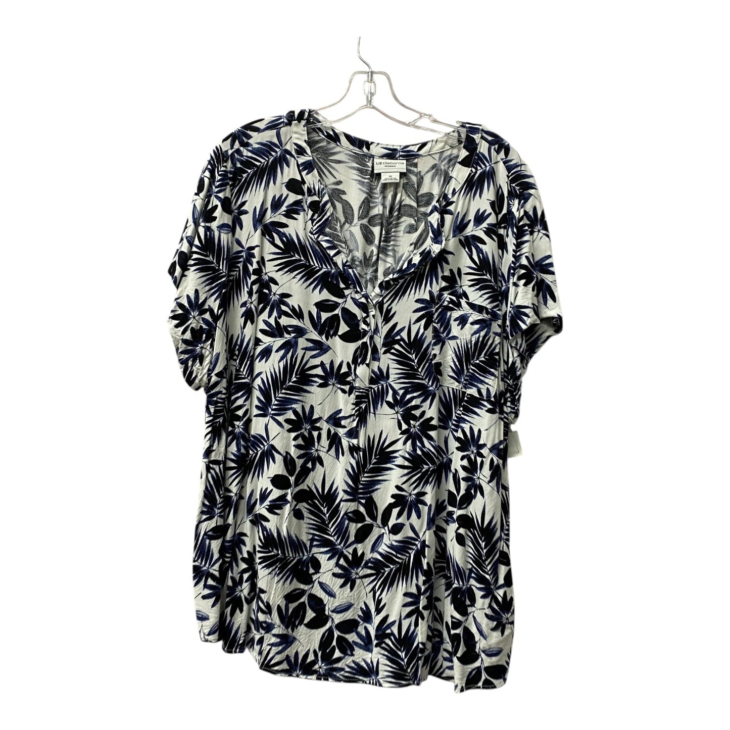 Top Ss By Liz Claiborne In Blue & White, Size:3X
