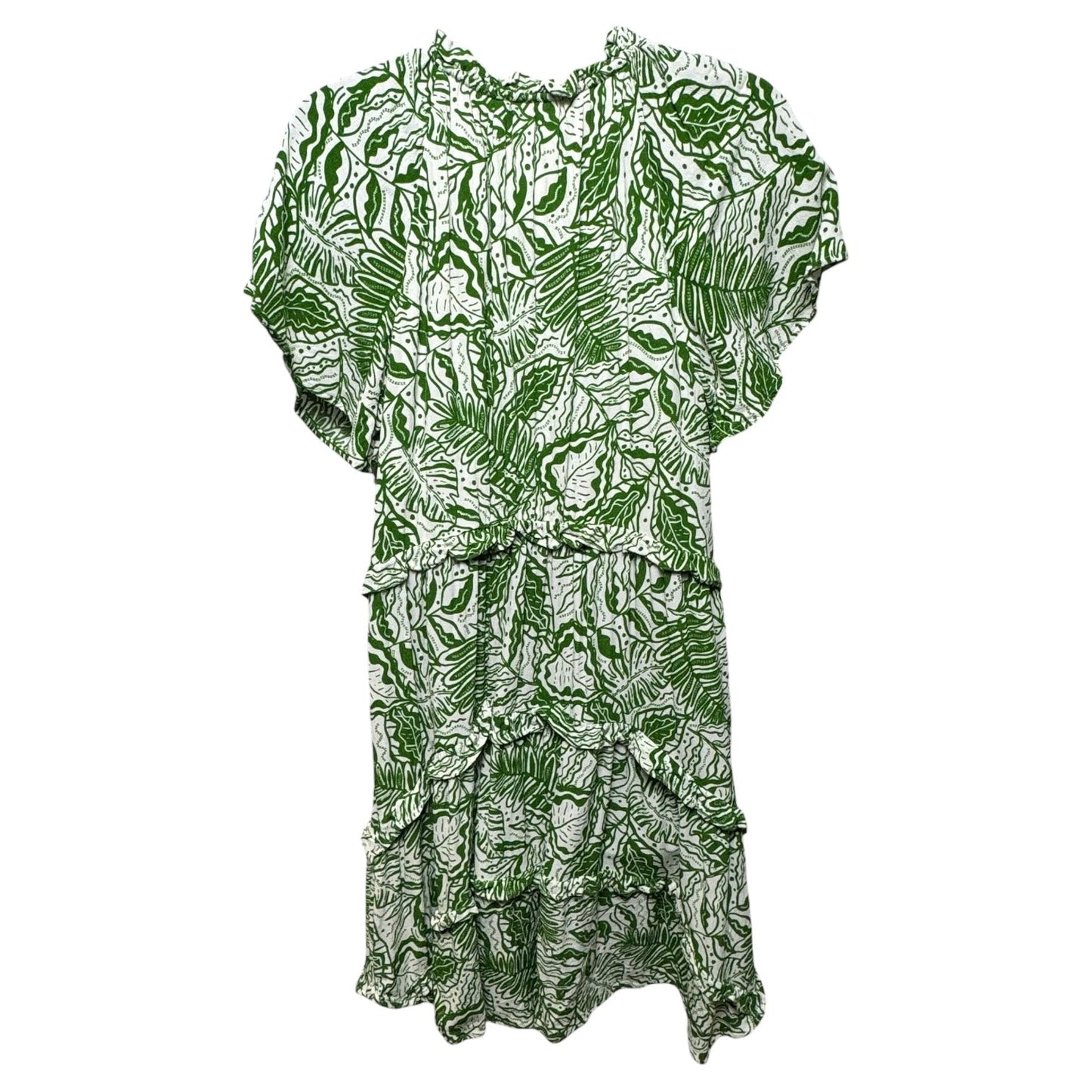 Robin Tiered Mini Dress By Anthropologie In Green & White, Size: S