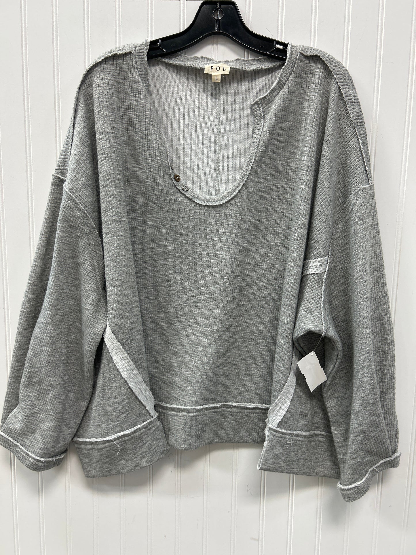 Top Ls By Pol In Grey, Size:L
