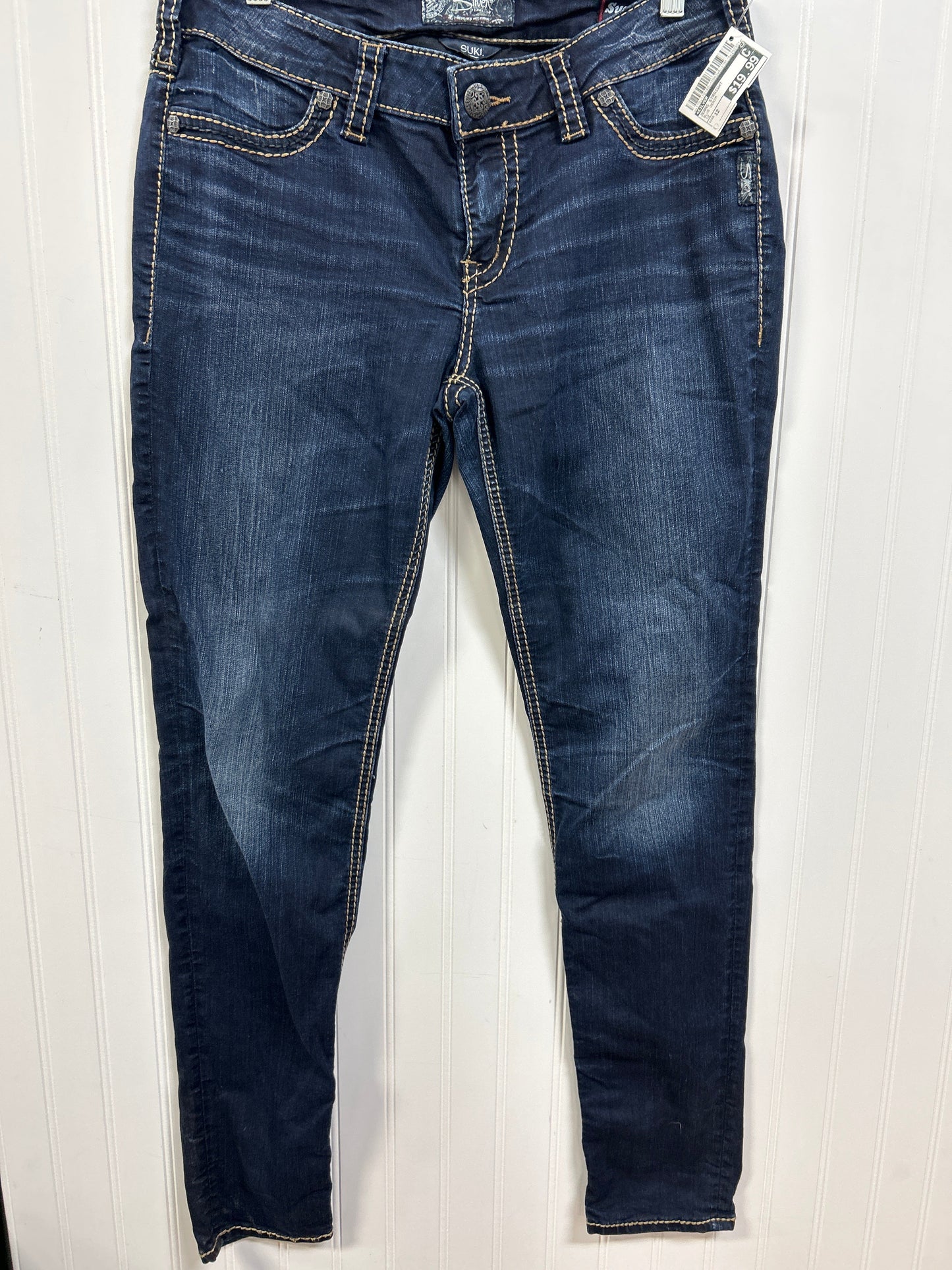 Jeans Straight By Silver In Blue Denim, Size:12