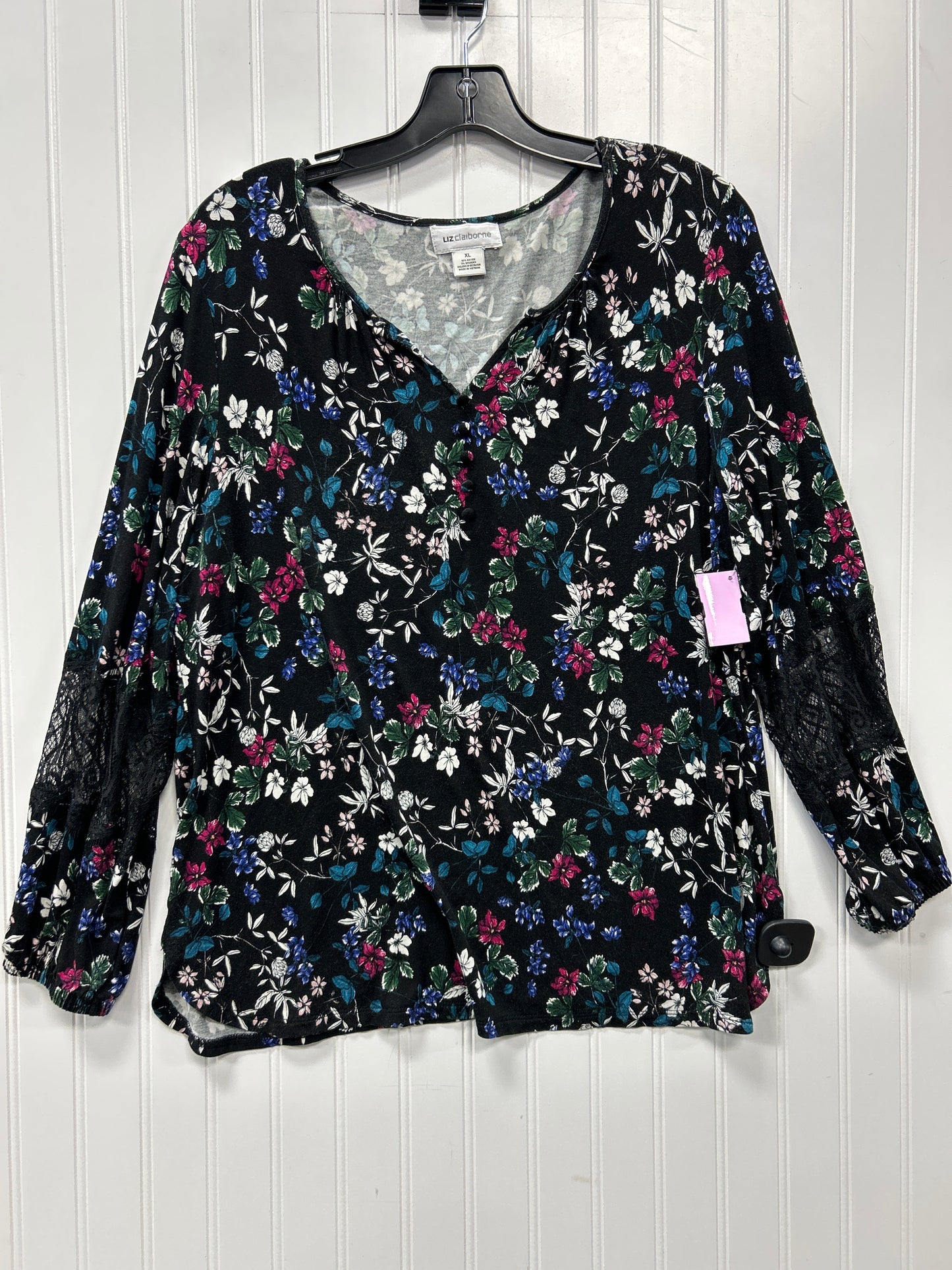 Top Ls By Liz Claiborne In Black, Size:Xl