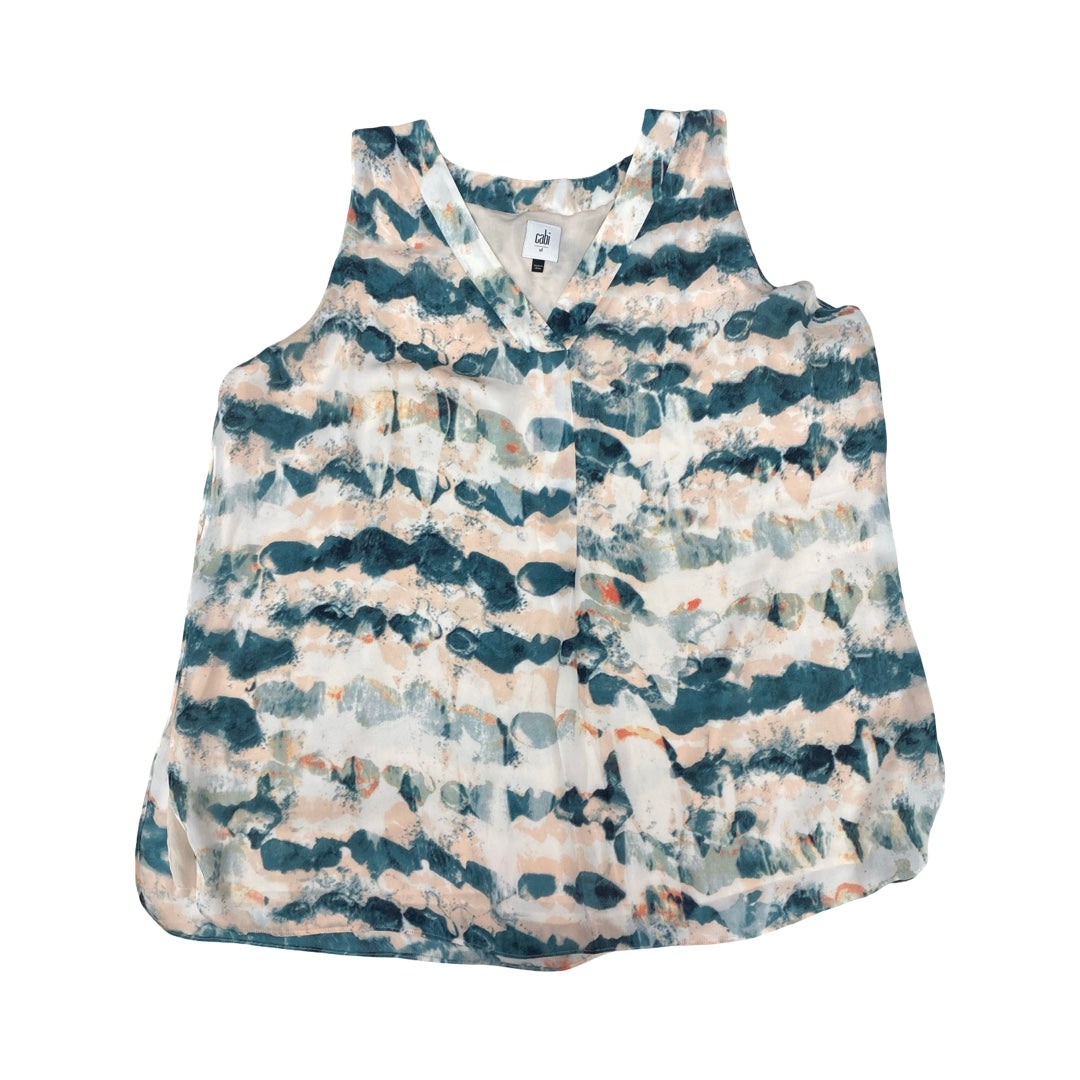 Top Sleeveless By Cabi In Green & Pink, Size:Xl
