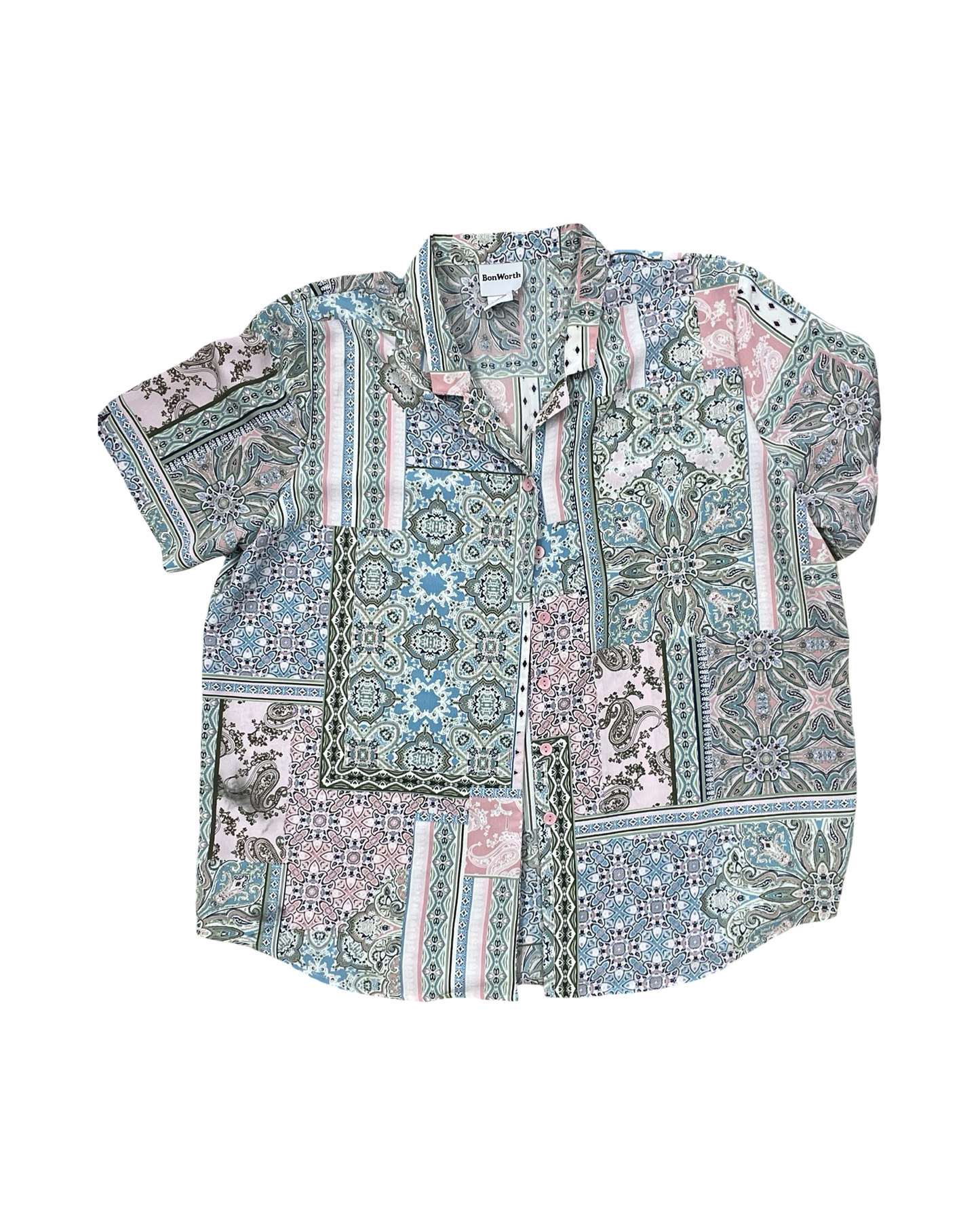 Blouse Ss By Bon Worth In Pink & Purple, Size:L