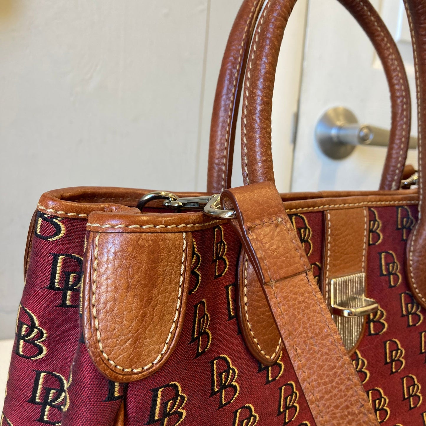 Handbag Designer By Dooney And Bourke In Maroon, Size:Medium