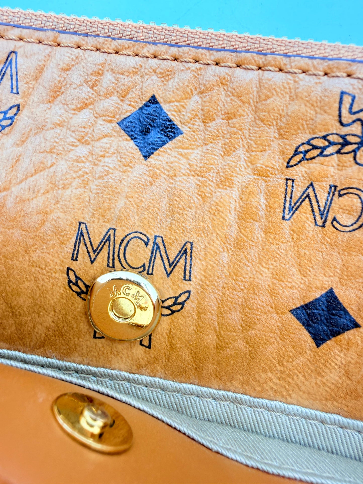Crossbody Luxury Designer By Mcm In Brown & Tan, Size:Medium