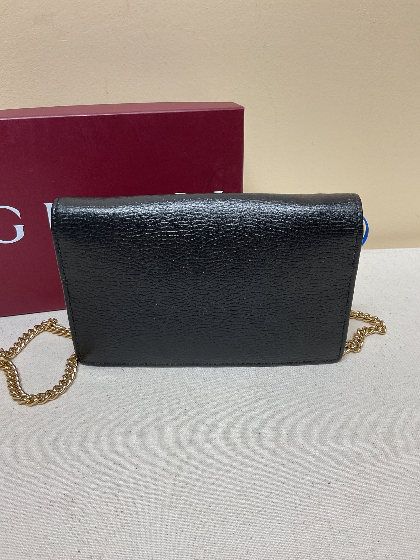 Crossbody Luxury Designer By Gucci In Black & Gold, Size:Small