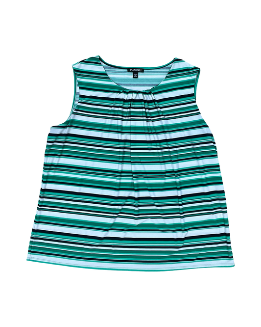 Top Sleeveless By Roz And Ali In Green & White, Size:2X