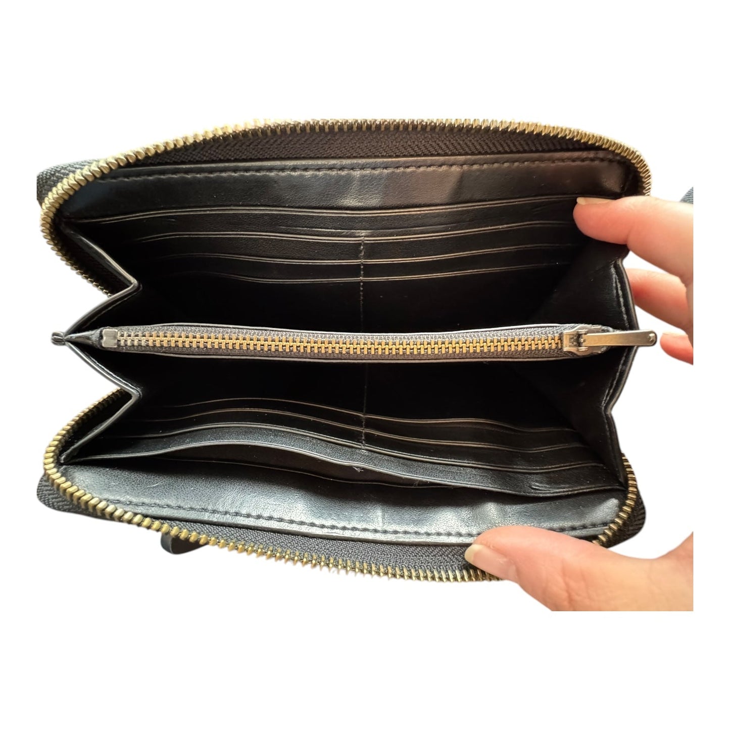 Wallet Designer By Coach In Black & Yellow, Size:Large