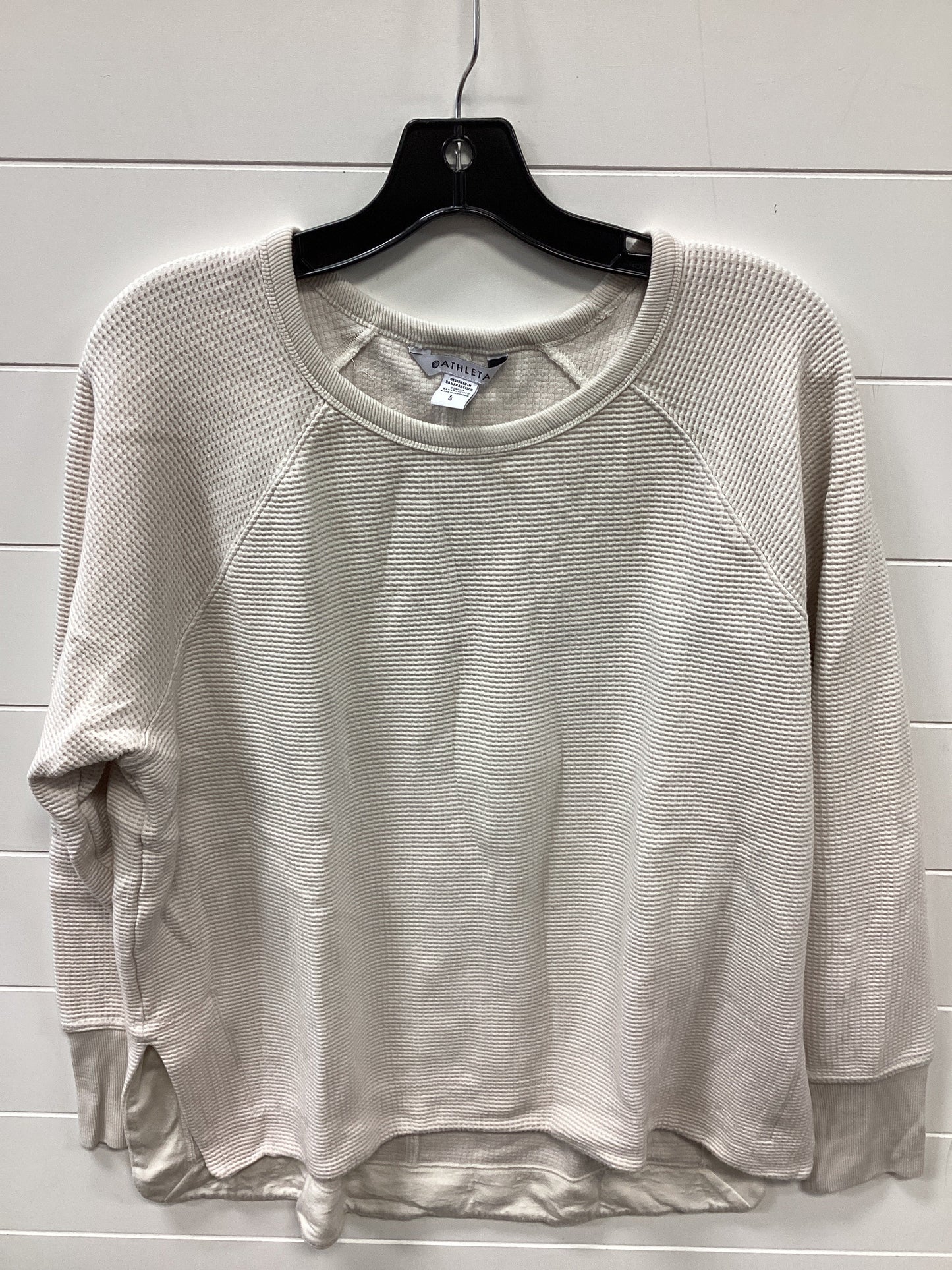 Athletic Top Ls Crewneck By Athleta In Cream, Size:L