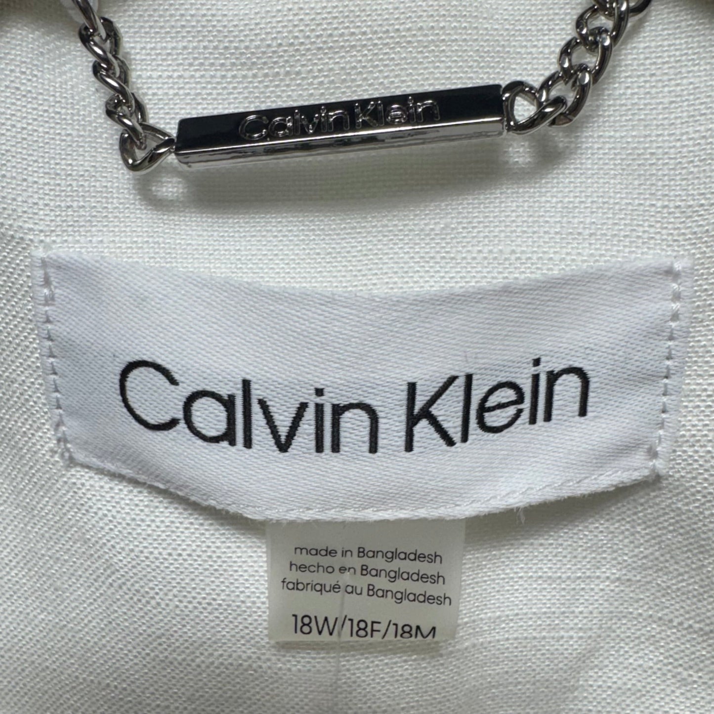 Linen Blend Blazer By Calvin Klein In White, Size: 18