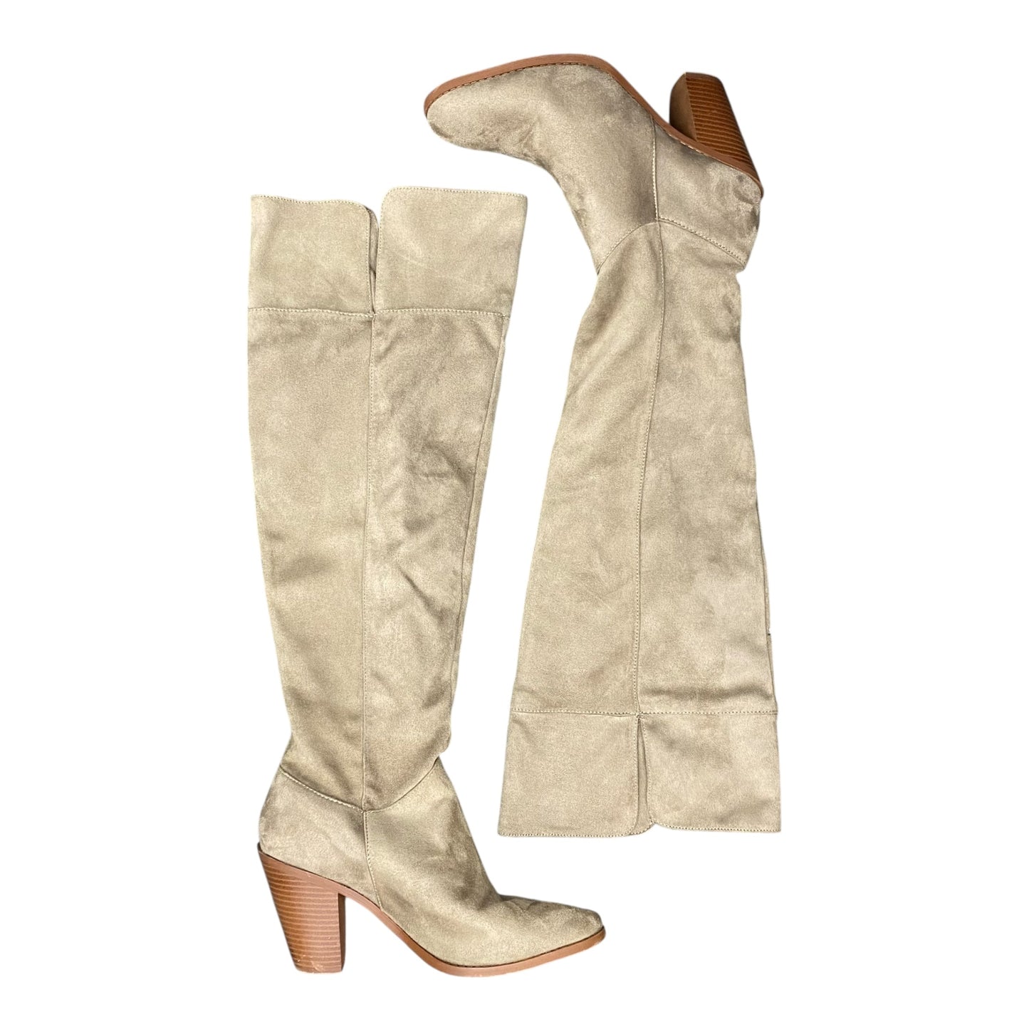 Boots Knee Heels By Qupid In Brown, Size:7.5