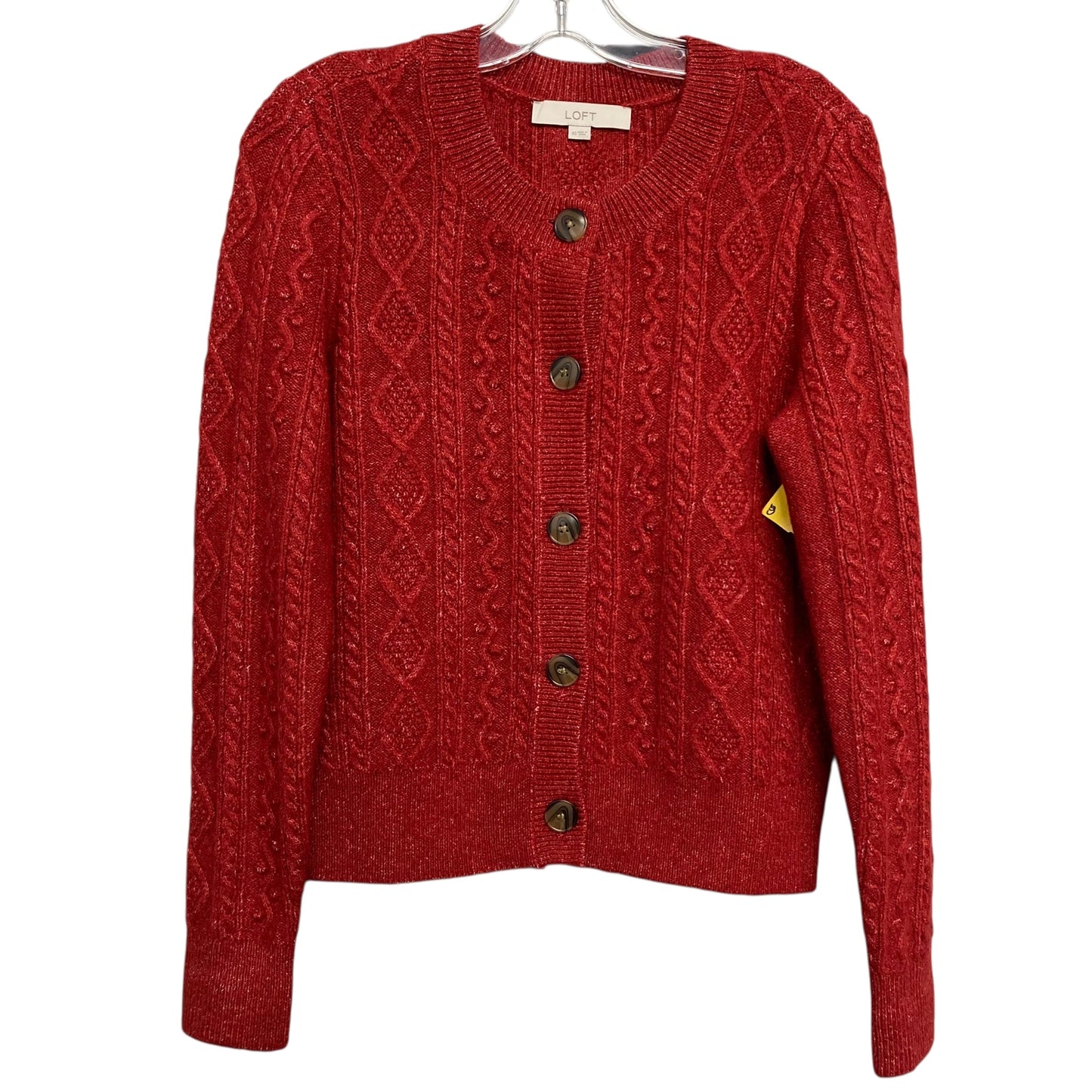 Sweater Cardigan By Loft In Red, Size:Xs