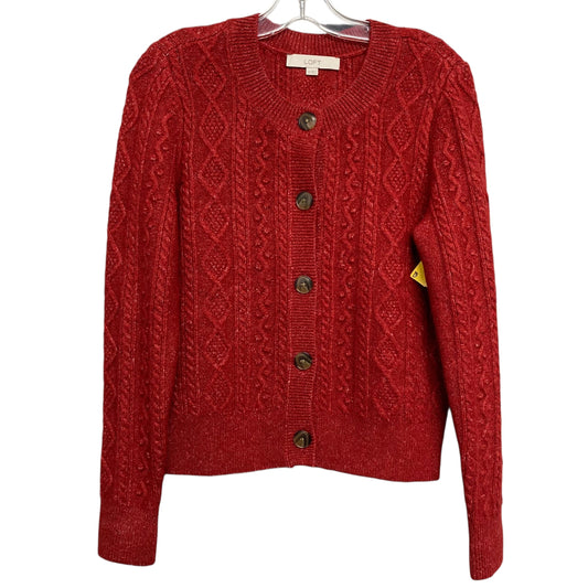 Sweater Cardigan By Loft In Red, Size:Xs