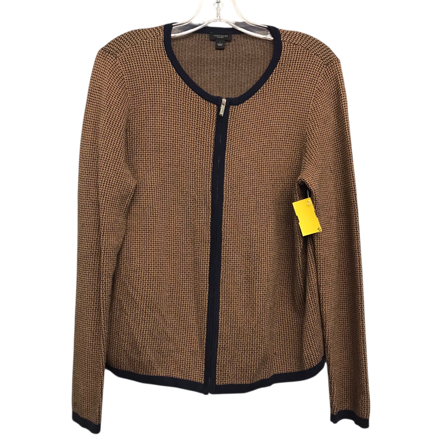 Sweater Cardigan By Ann Taylor In Tan, Size:L