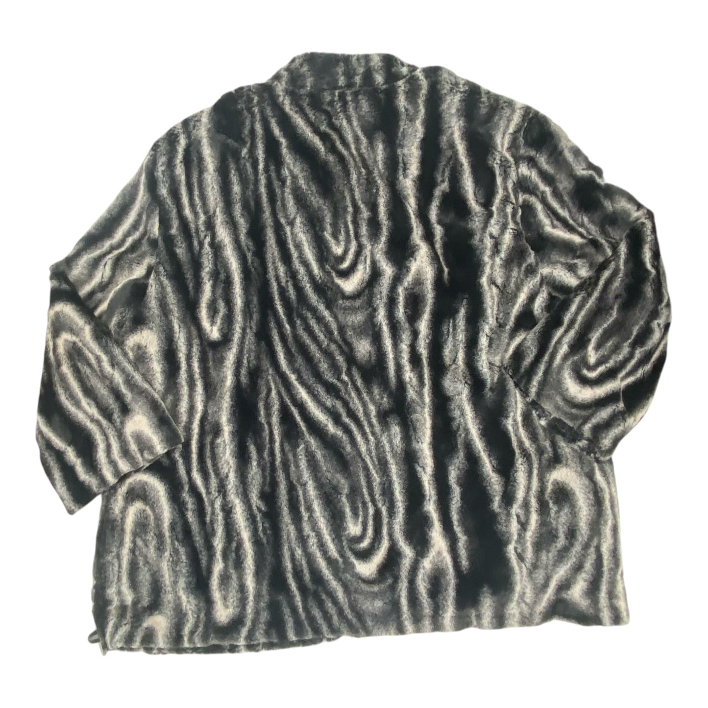 Coat Faux Fur & Sherpa By Alfred Dunner In Black & Grey, Size:18