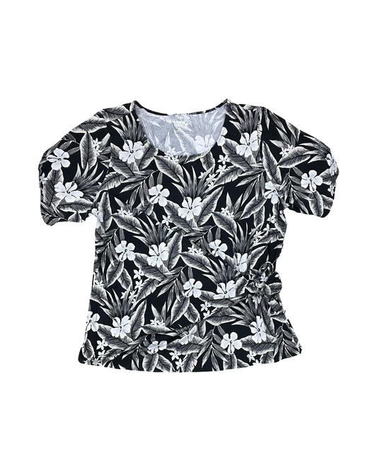 Top Ss By Lands End In Black & Cream, Size:2X