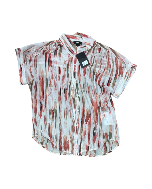 Top Ss By Dkny In Pink & White, Size:M