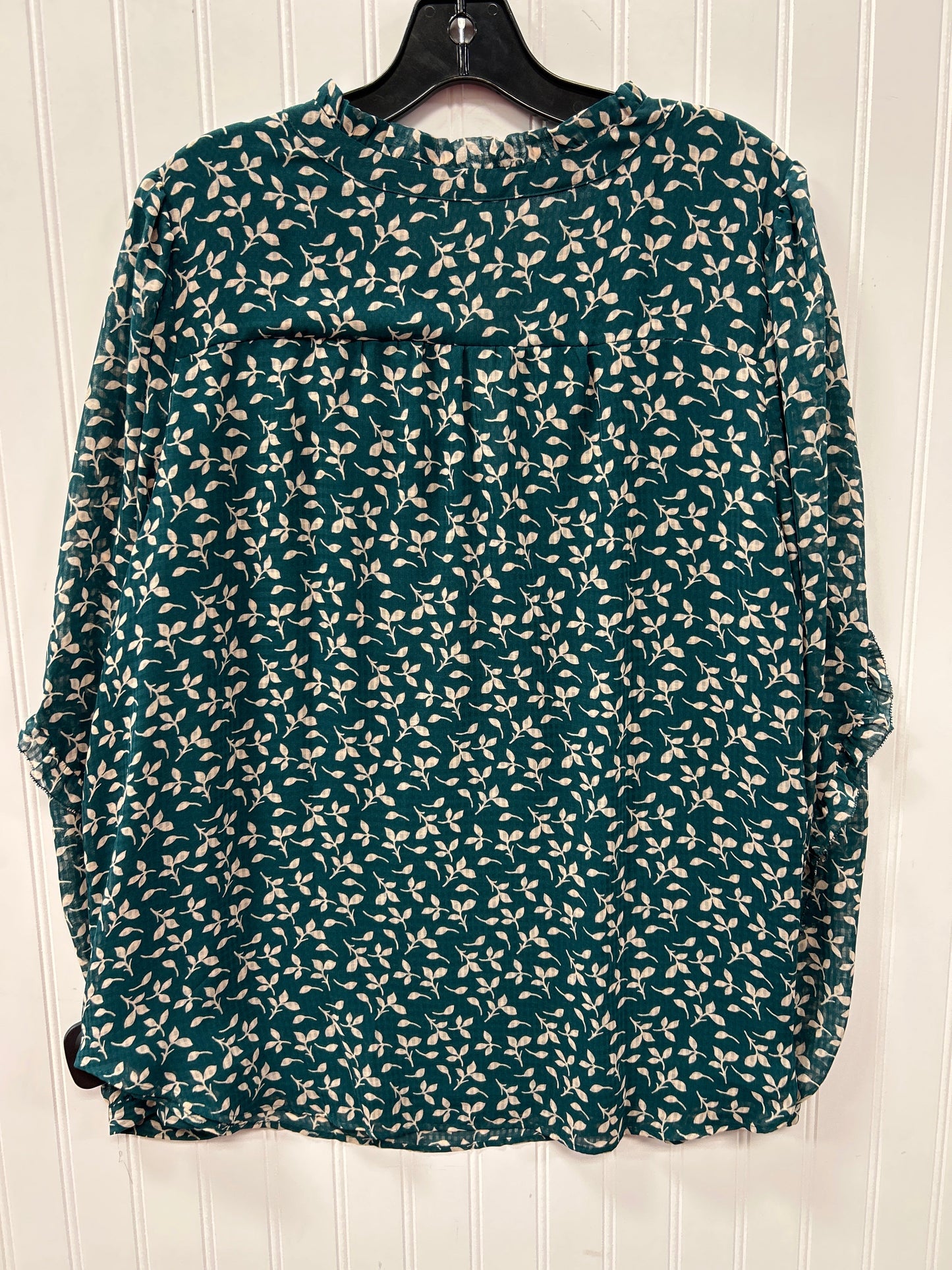 Blouse Ls By Loft In Blue, Size:Xl