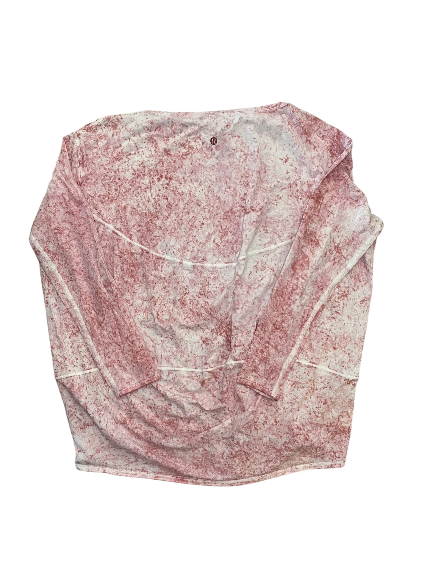 Athletic Top Ls Crewneck By Lululemon In Pink & White, Size:L