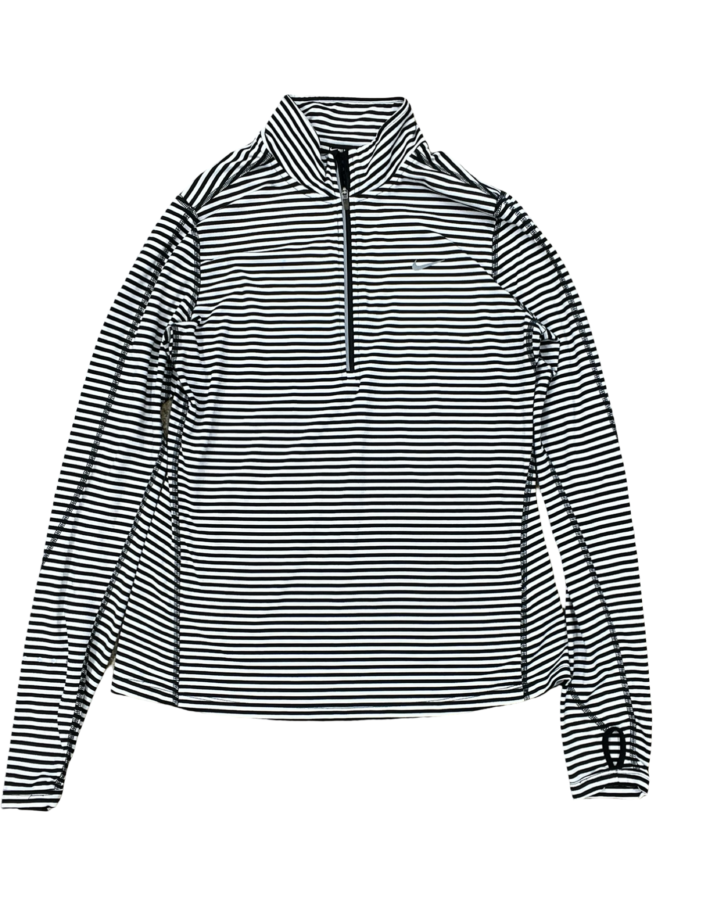 Athletic Top Ls Collar By Nike In Black & White, Size:M