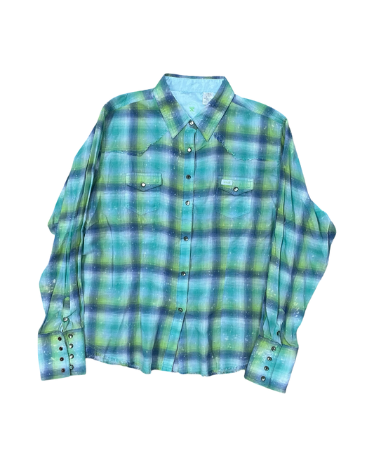 Blouse Ls By Clothes Mentor In Green, Size:1X