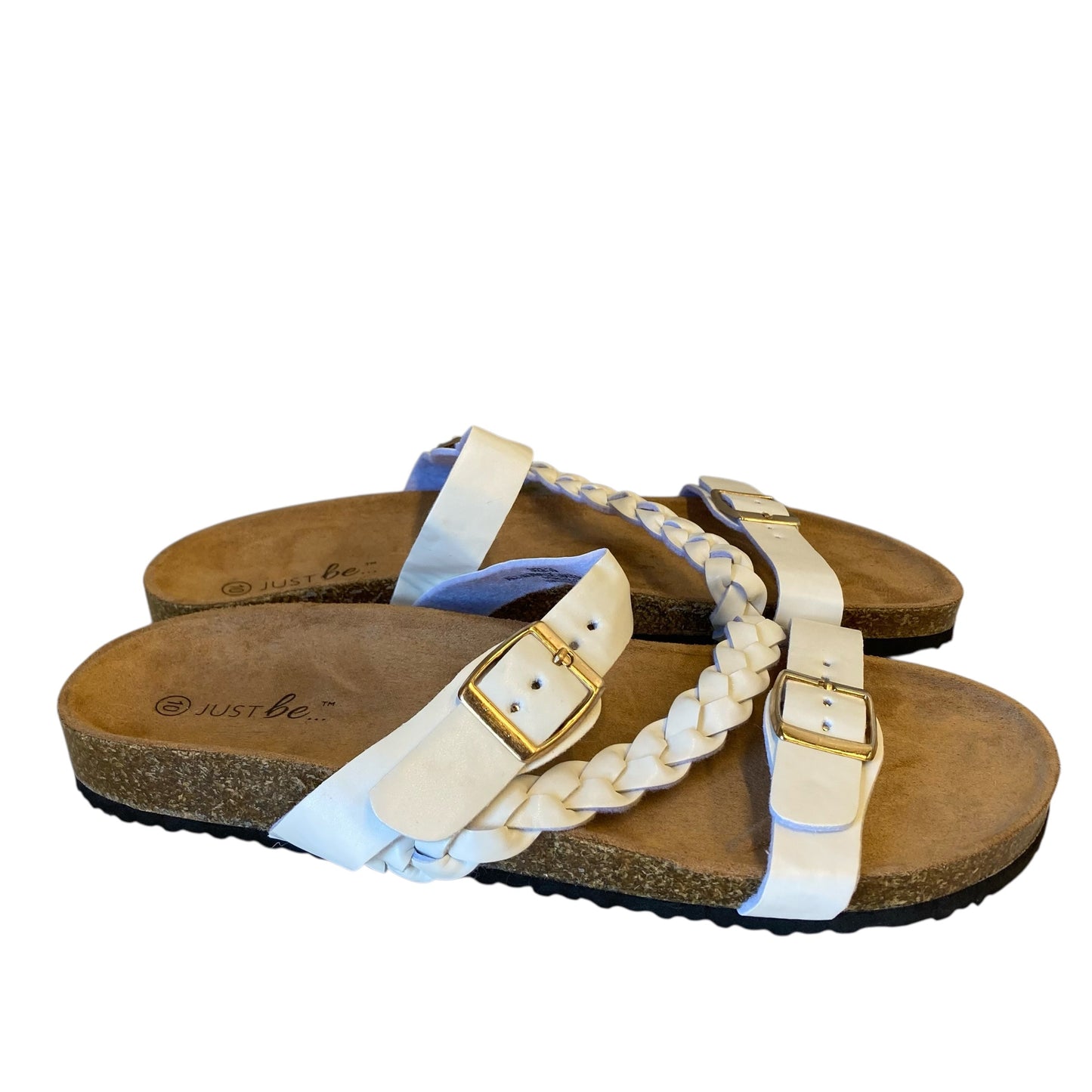 Sandals Flats By Just Be In White, Size:10
