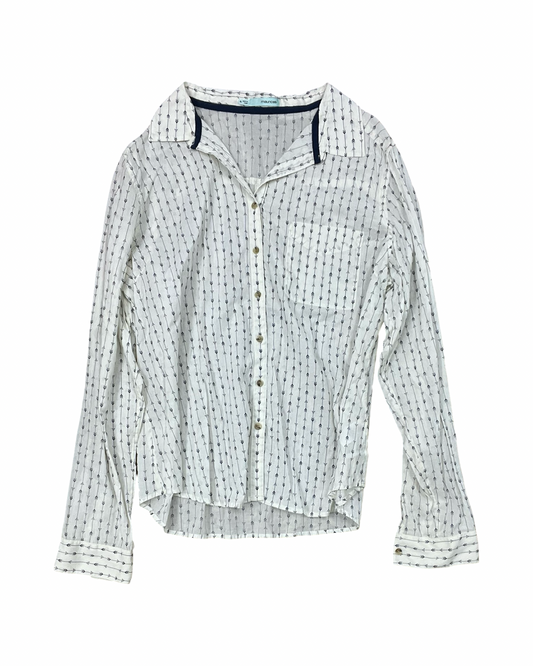Blouse Ls By Maurices In Blue & Cream, Size:Xl