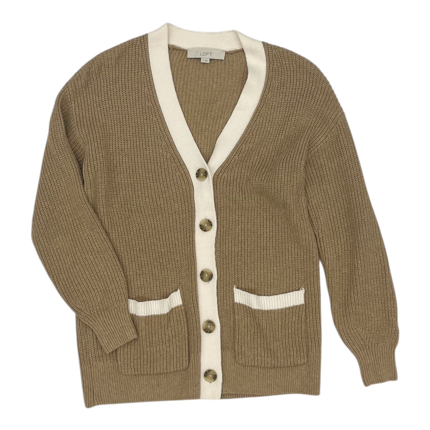 Sweater Cardigan By Loft In Brown, Size:S
