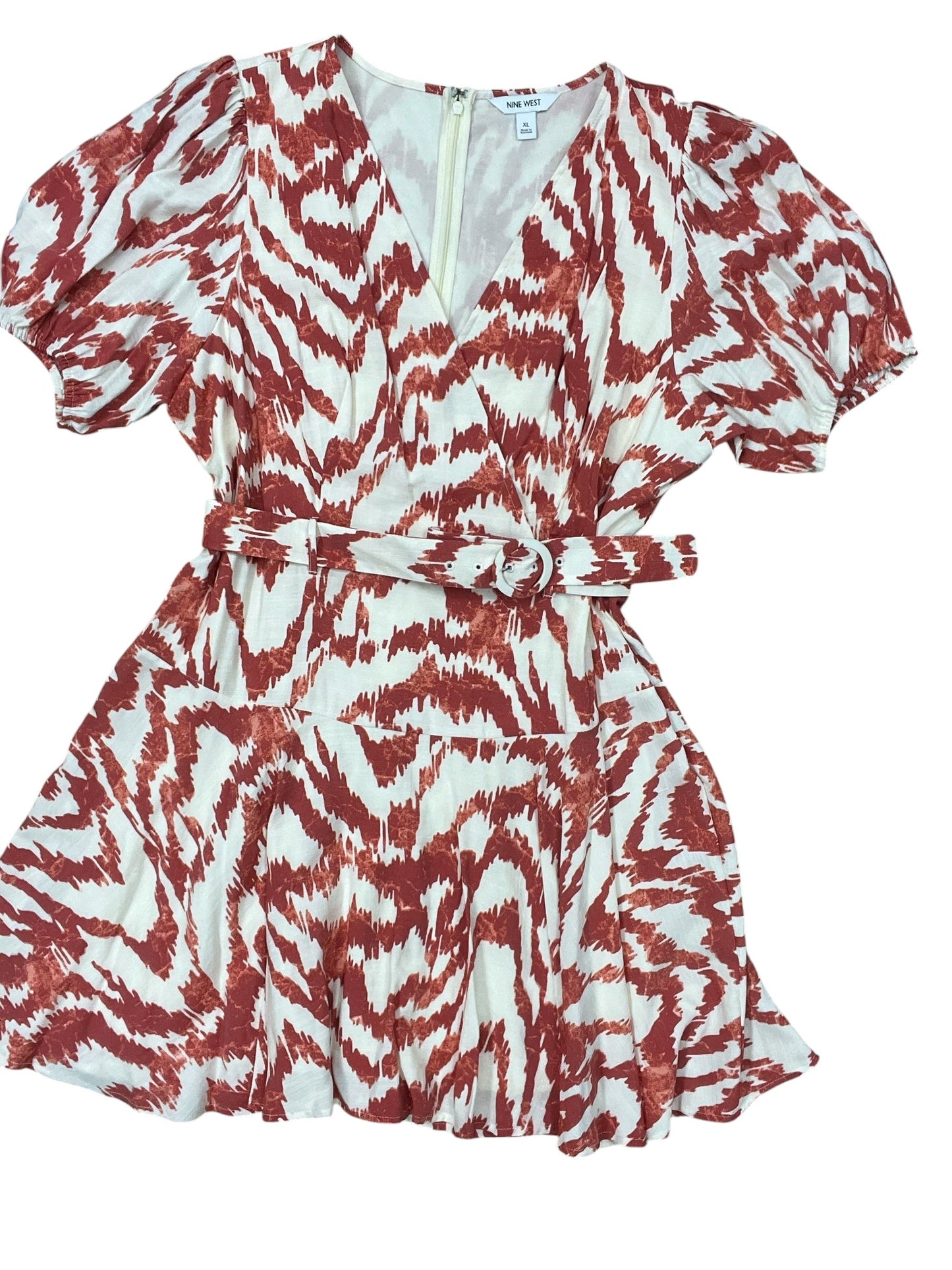 Dress Work By Nine West In Cream & Orange, Size:Xl