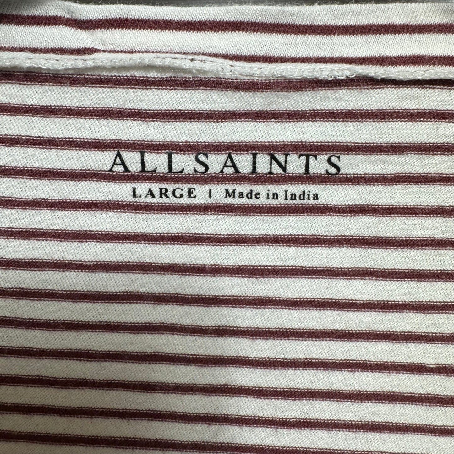 Top Long Sleeve Designer By All Saints In Striped Pattern, Size: L