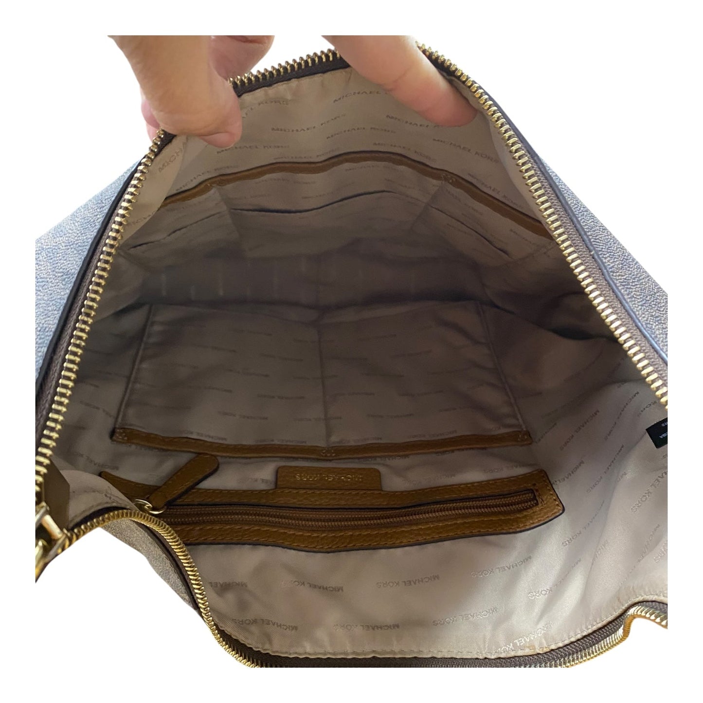 Handbag Designer By Michael Kors In Brown, Size:Large