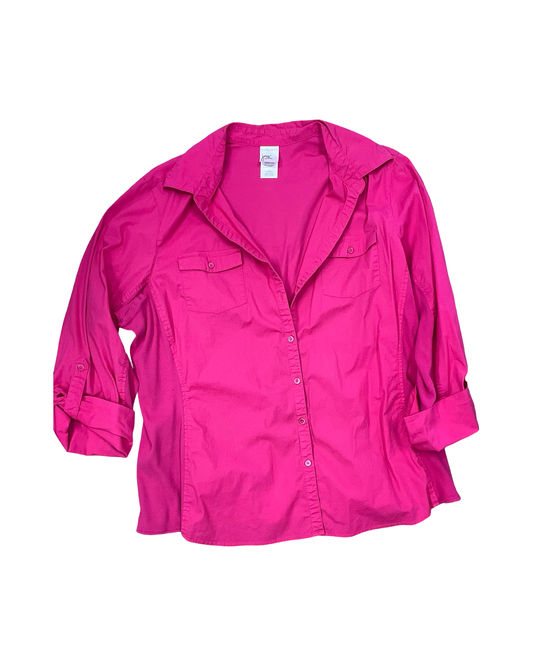Blouse Ls By Just My Size In Pink, Size:3X