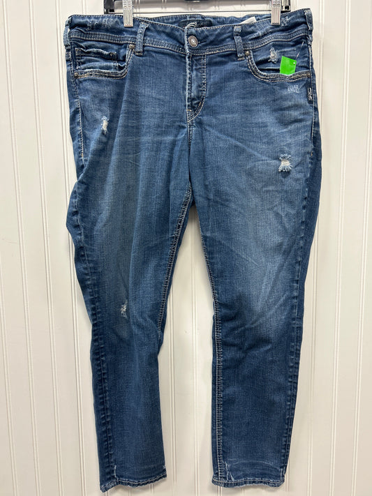 Jeans Straight By Silver In Blue Denim, Size:16