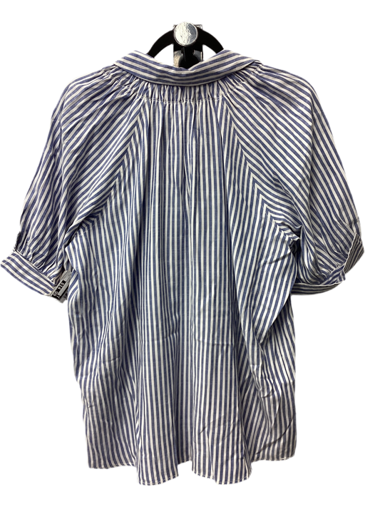 Blouse Ss By Max Studio In Blue & White, Size:Xl