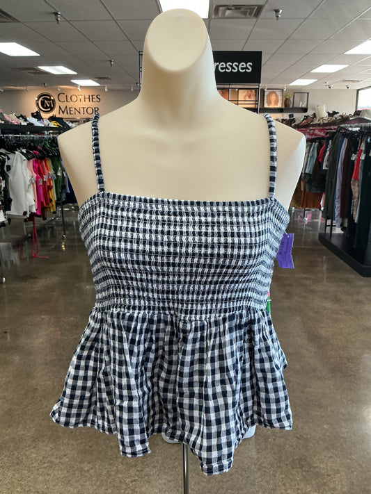 Top Sleeveless By American Eagle In Blue & White, Size:L