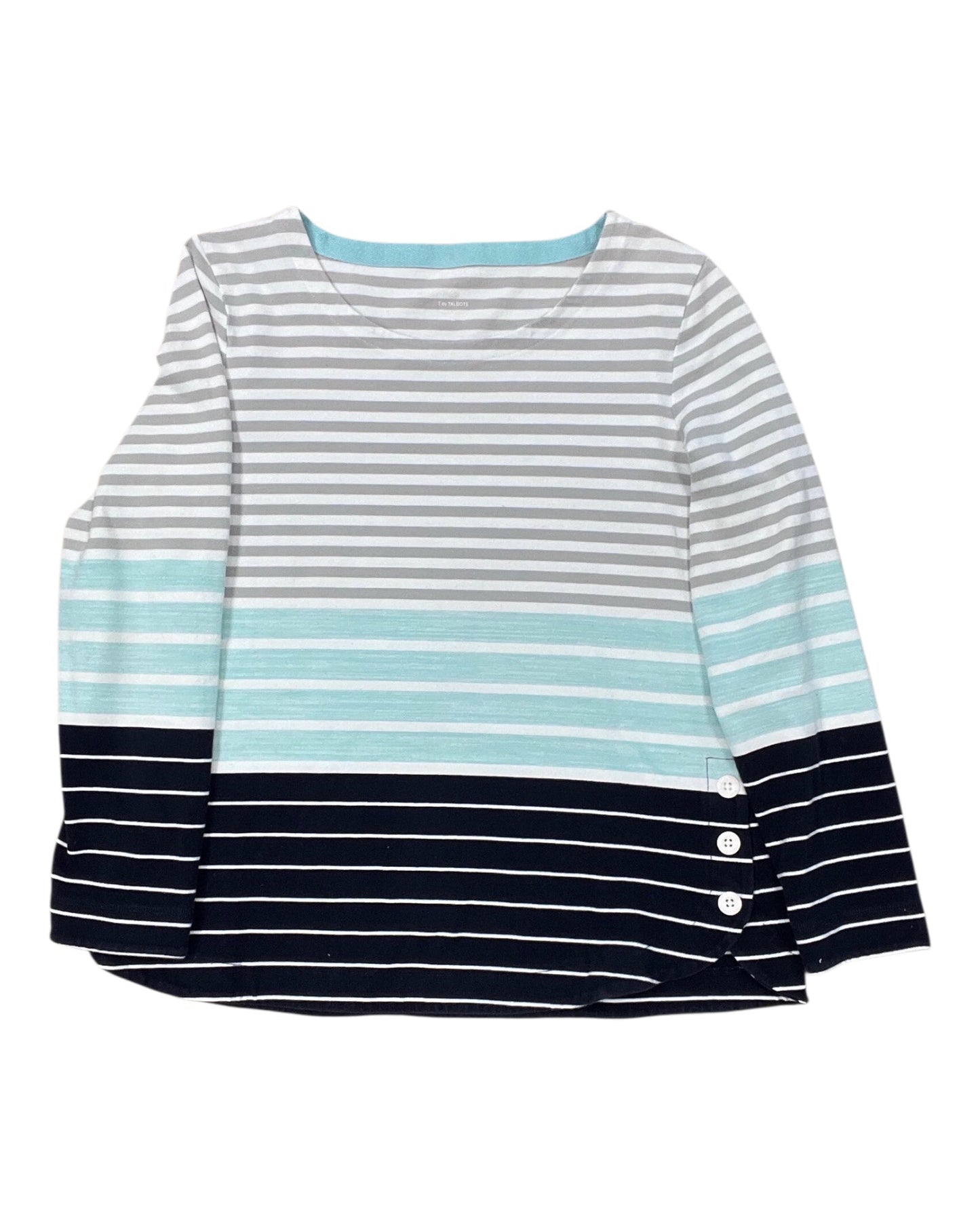 Top Ls By Talbots In Grey & White, Size:L