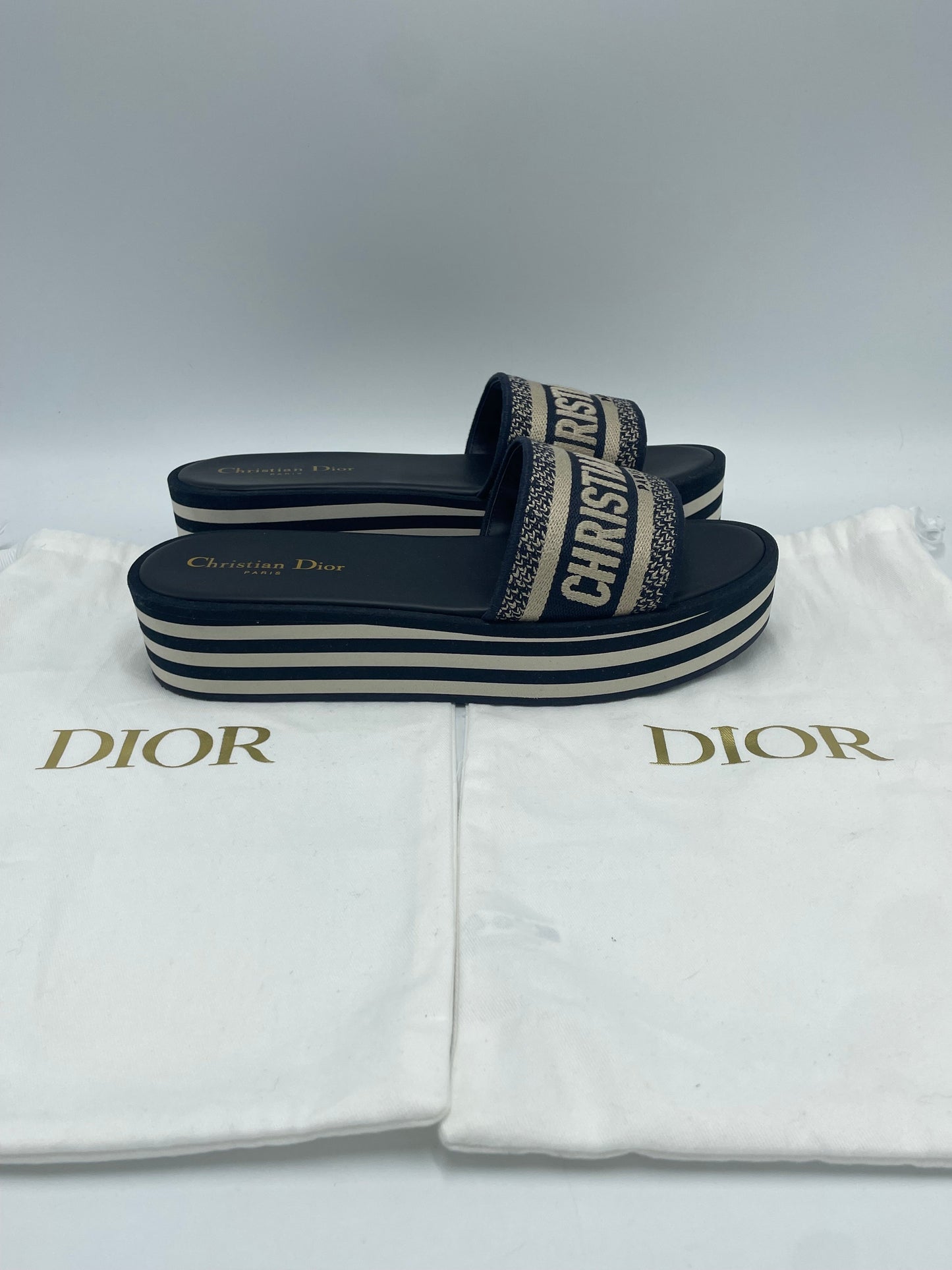 Christian Dior Dway Platform Designer Luxury Slides, Size: 8