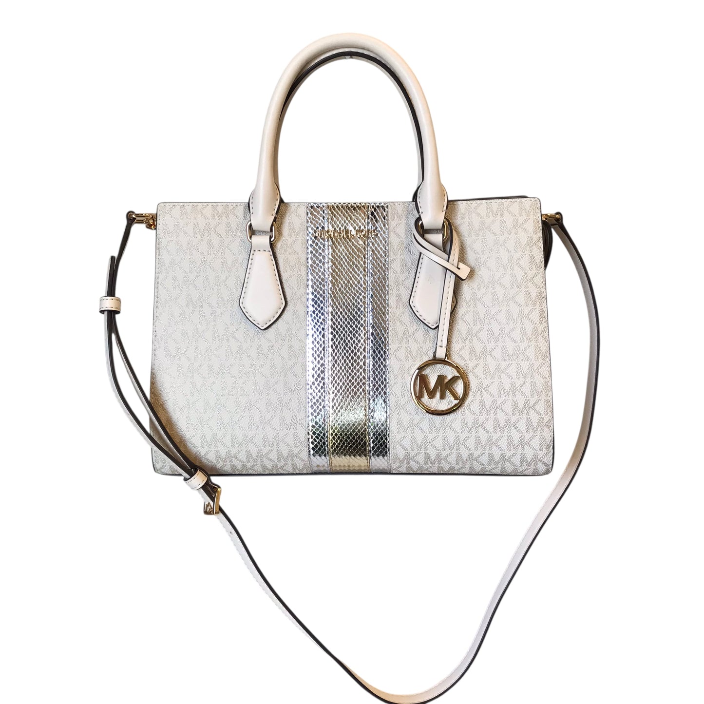 Handbag By Michael By Michael Kors In Tan & White, Size:Medium