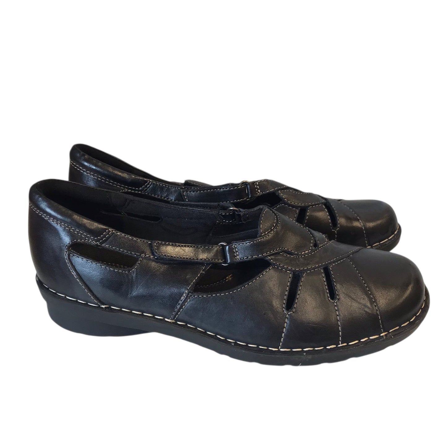 Shoes Flats By Clarks In Black, Size:9.5