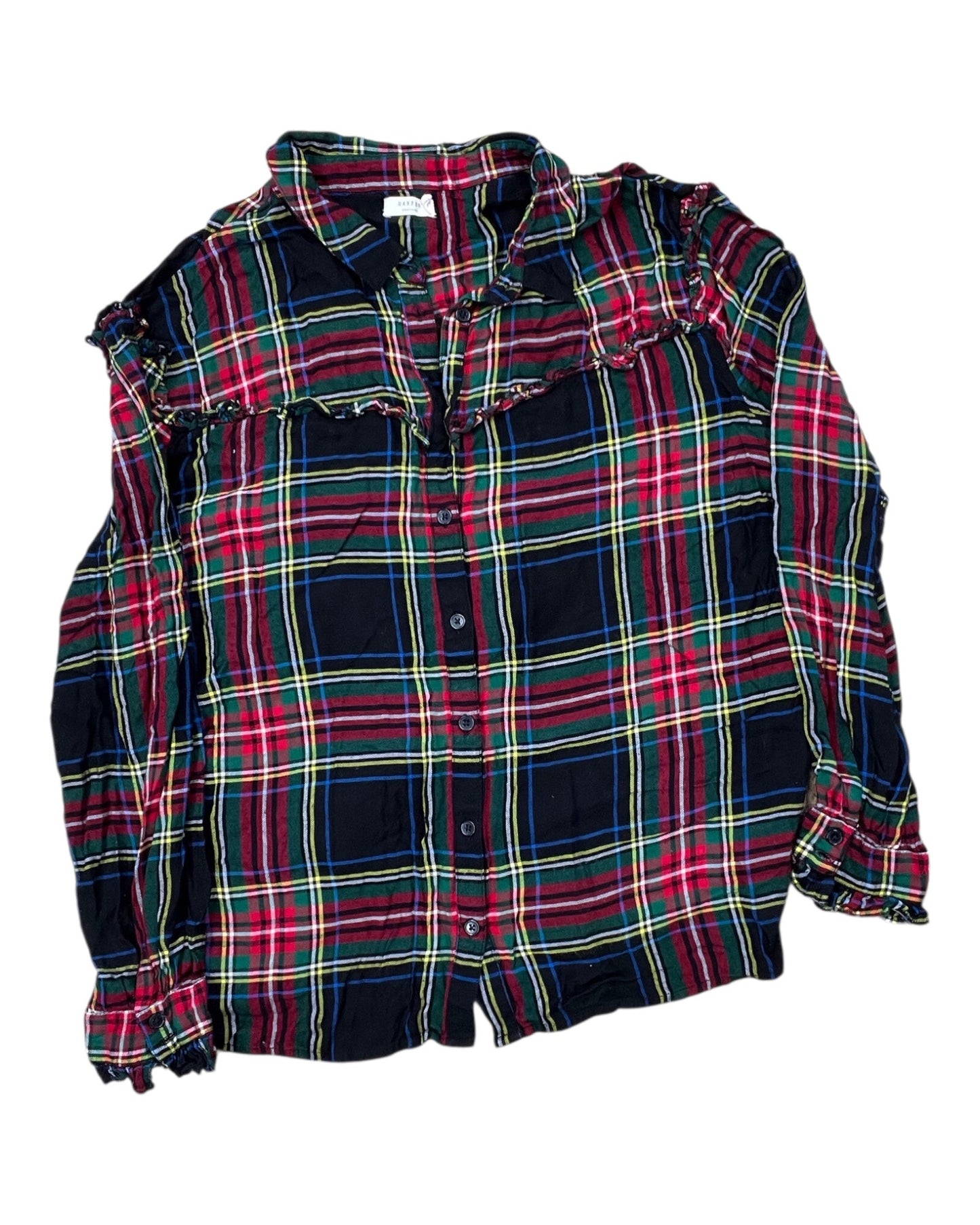 Blouse Ls By Harper In Green & Red, Size:L