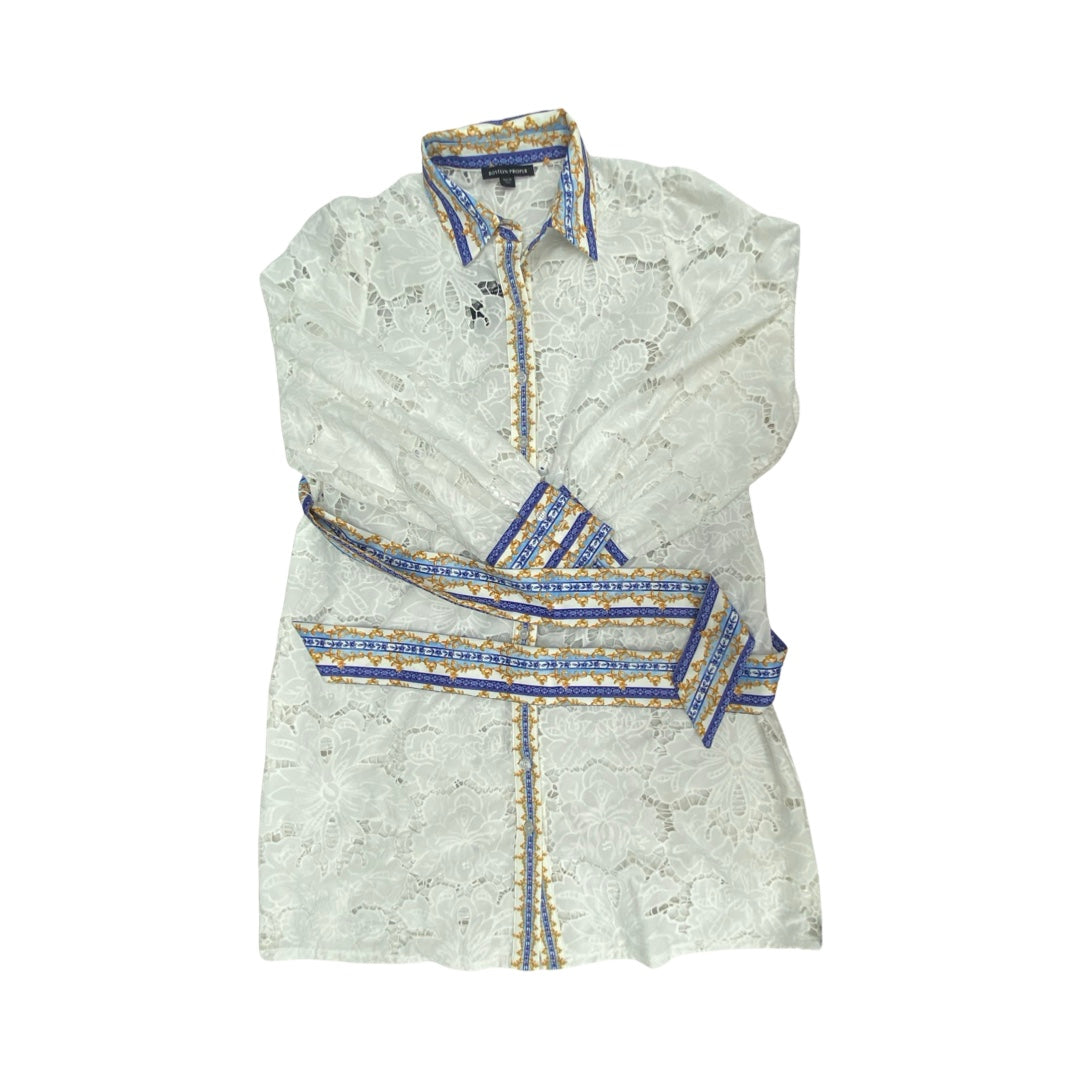 Dress Party Midi By Boston Proper In Blue & White, Size:Xl