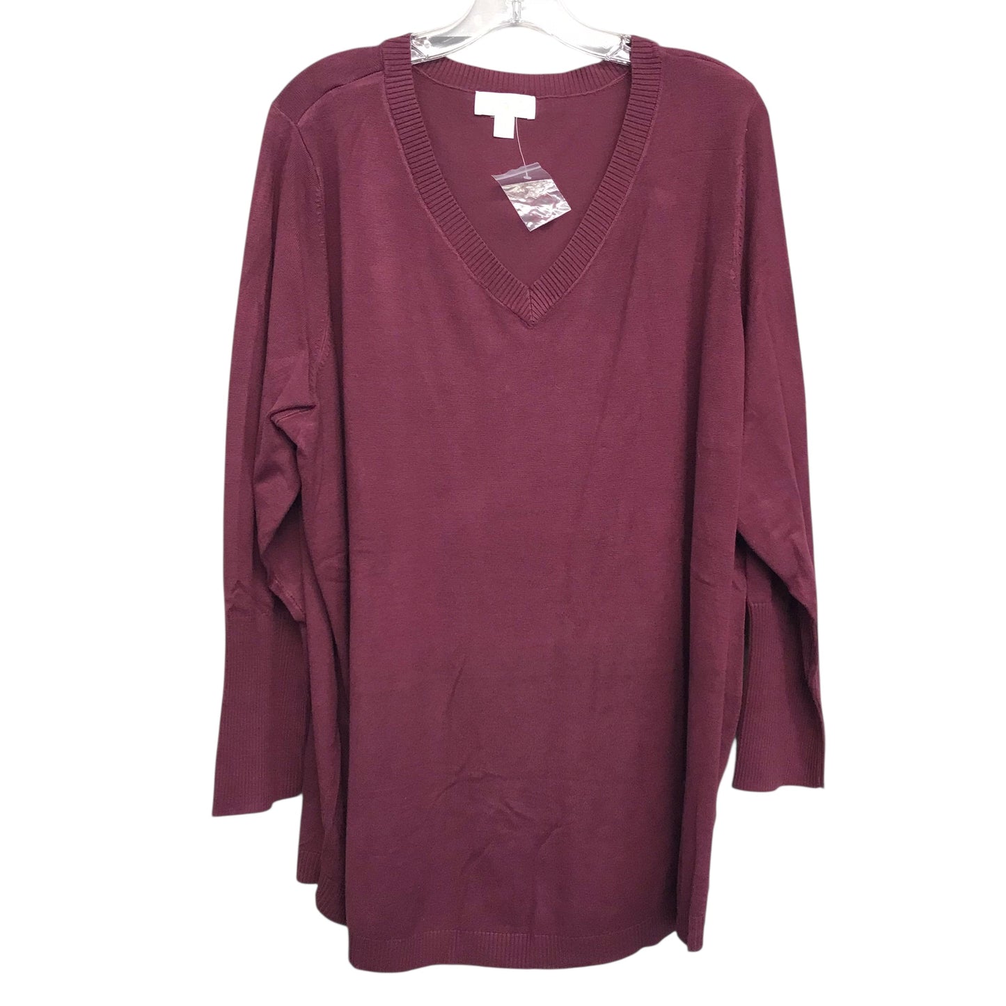 Sweater By Belle By Kim Gravel In Maroon, Size:2X