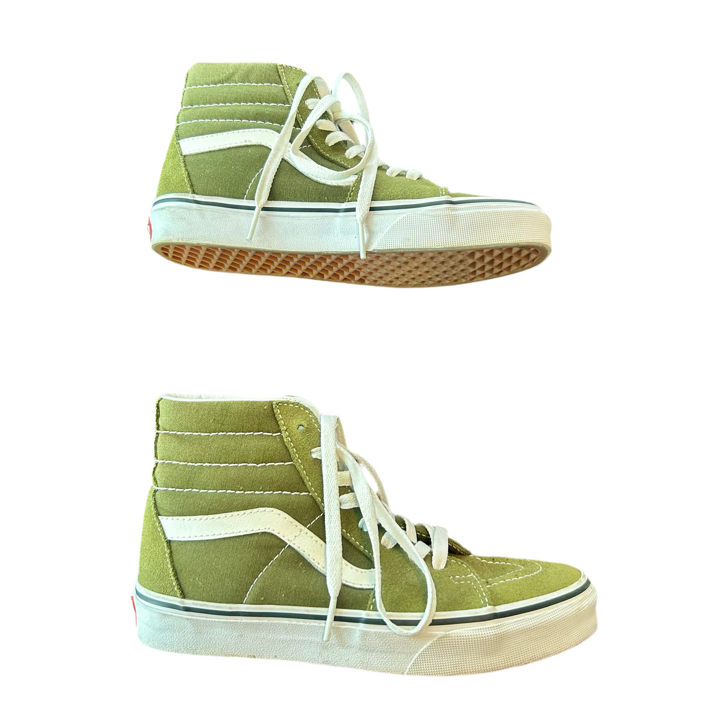 Shoes Sneakers By Vans In Green & White, Size: 6.5