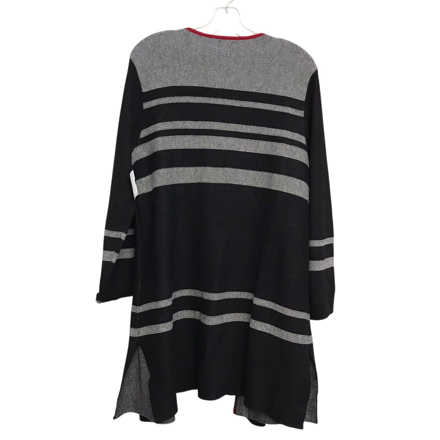 Sweater Cardigan By Anne Klein In Black & Grey, Size:L
